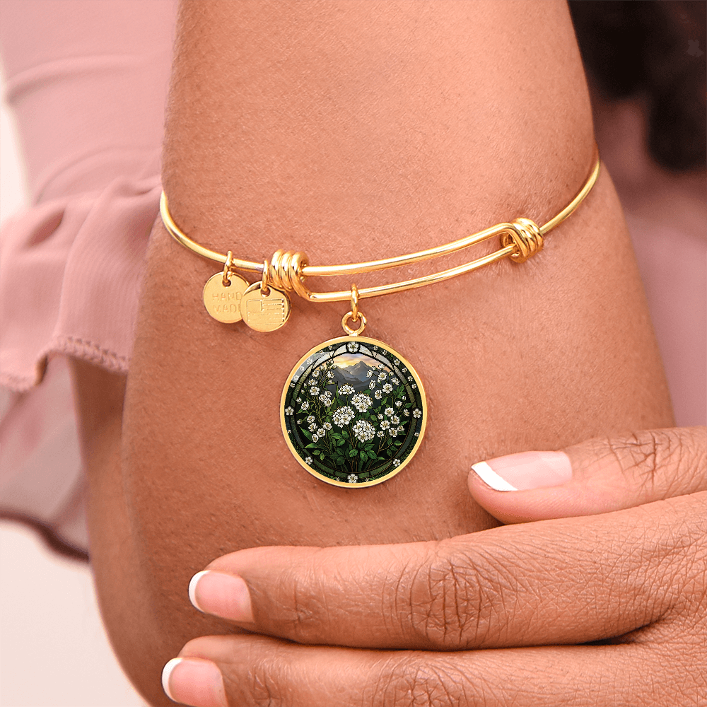 White Hawthorn Bracelet - May Birth Flower Pendant Jewelry