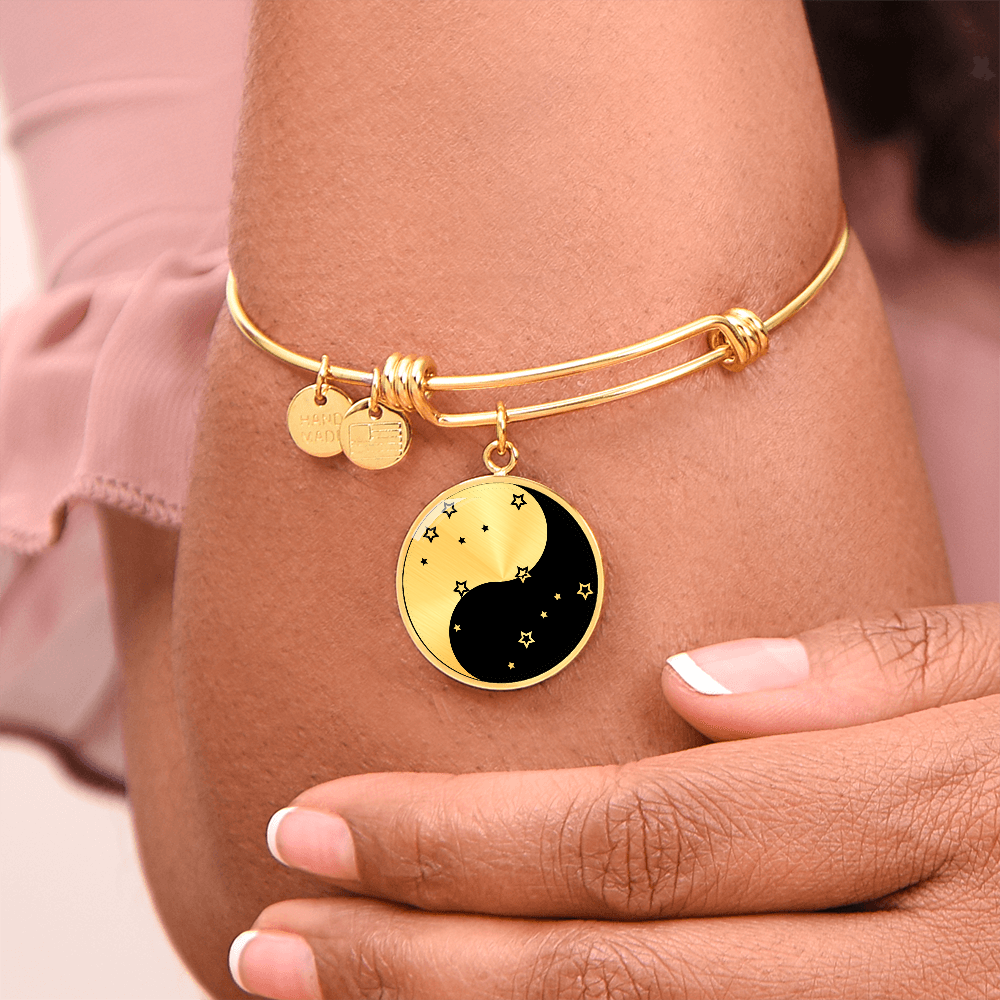 Gemini Yin Yang Pendant Bracelet - Zodiac Constellation Jewelry