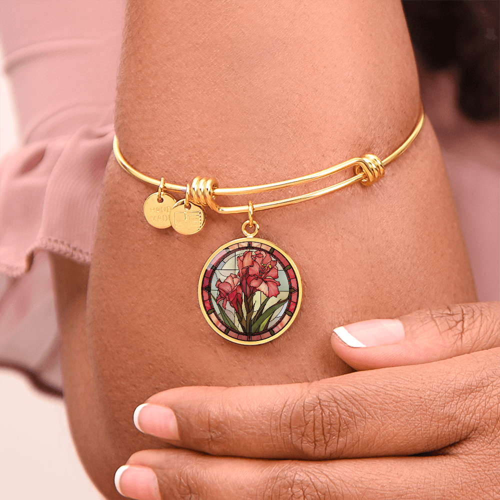 Gladiolus Bracelet - August Birth Flower Pendant Jewelry