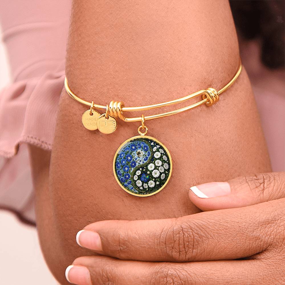 Morning Glory Yin Yang Bracelet - September Birth Month Flower Pendant Jewelry