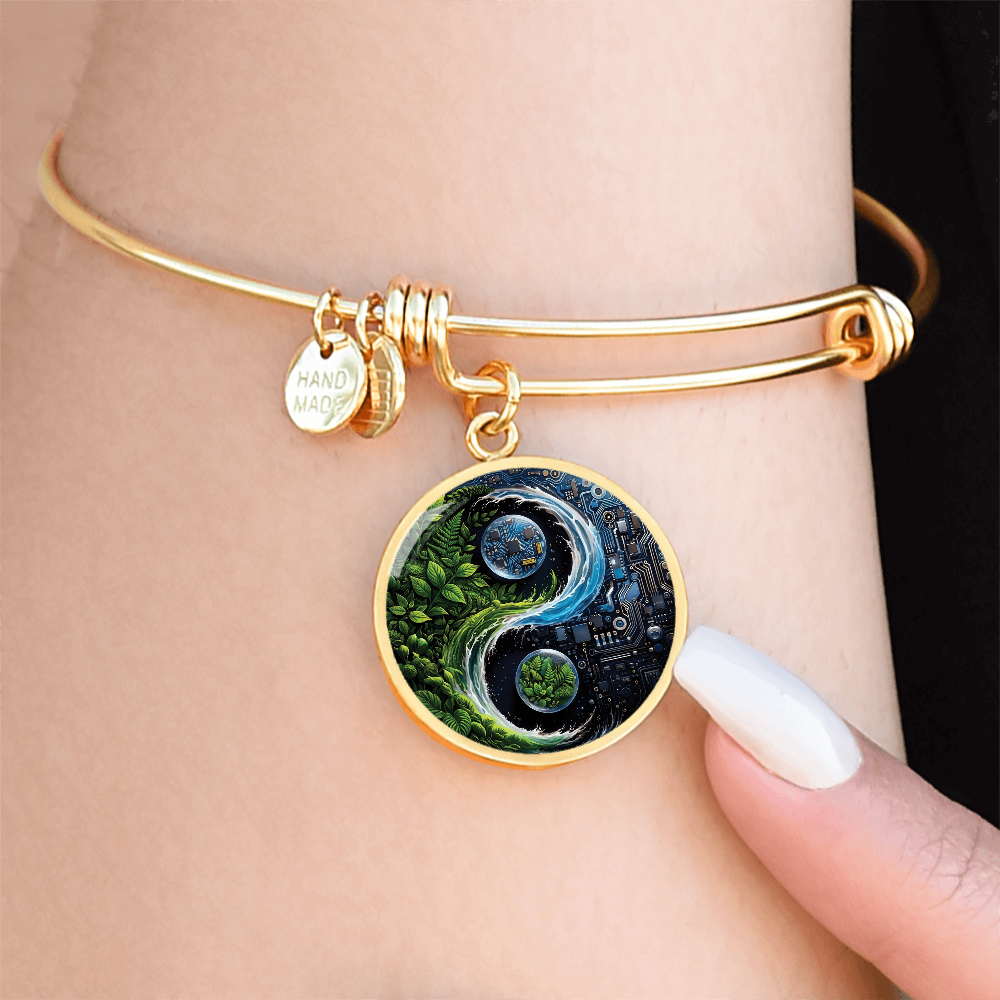 Nature & Circuit Yin Yang Pendant Bracelet