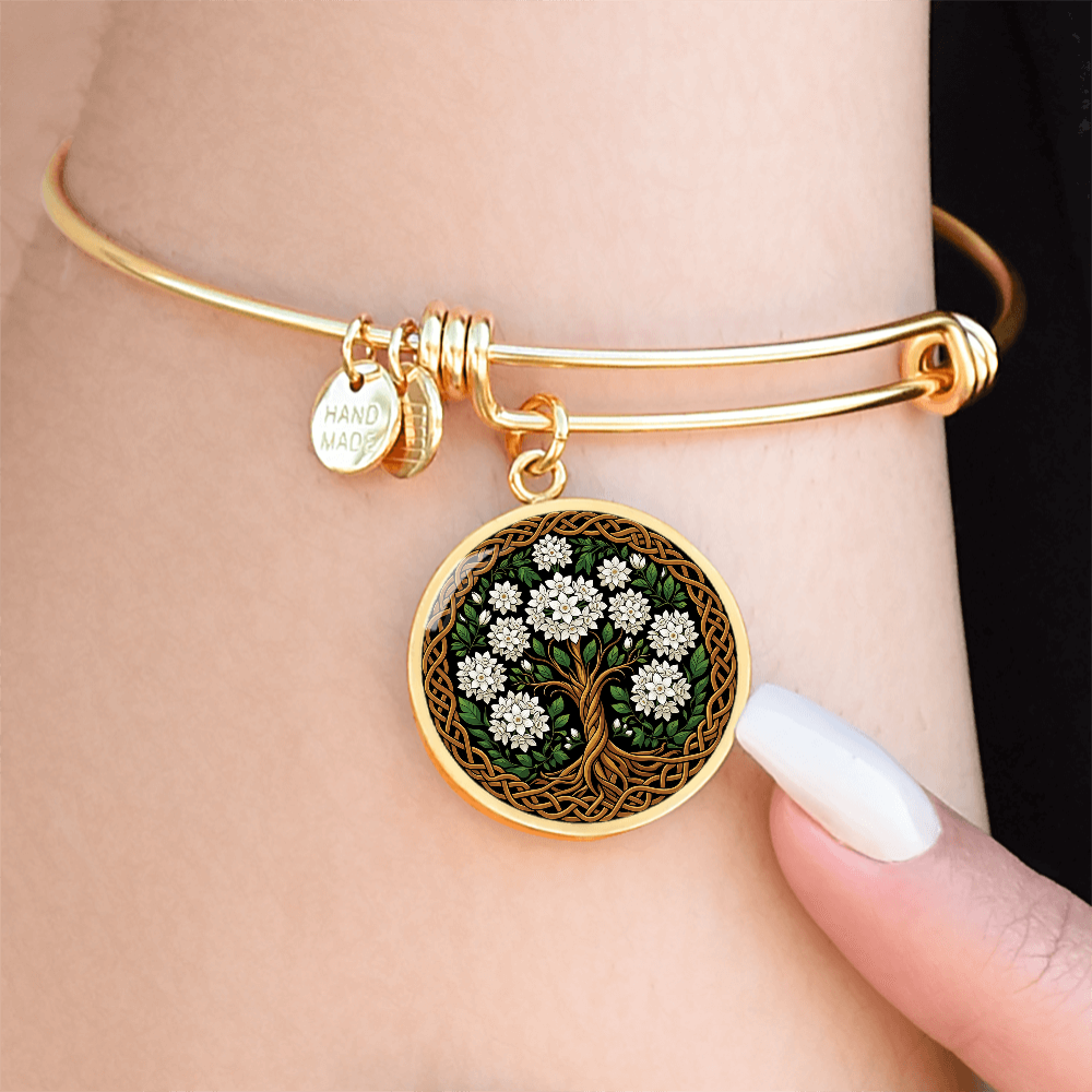 Celtic Tree of Life Pendant Bracelet - Narcissus December Birth Flower Jewelry