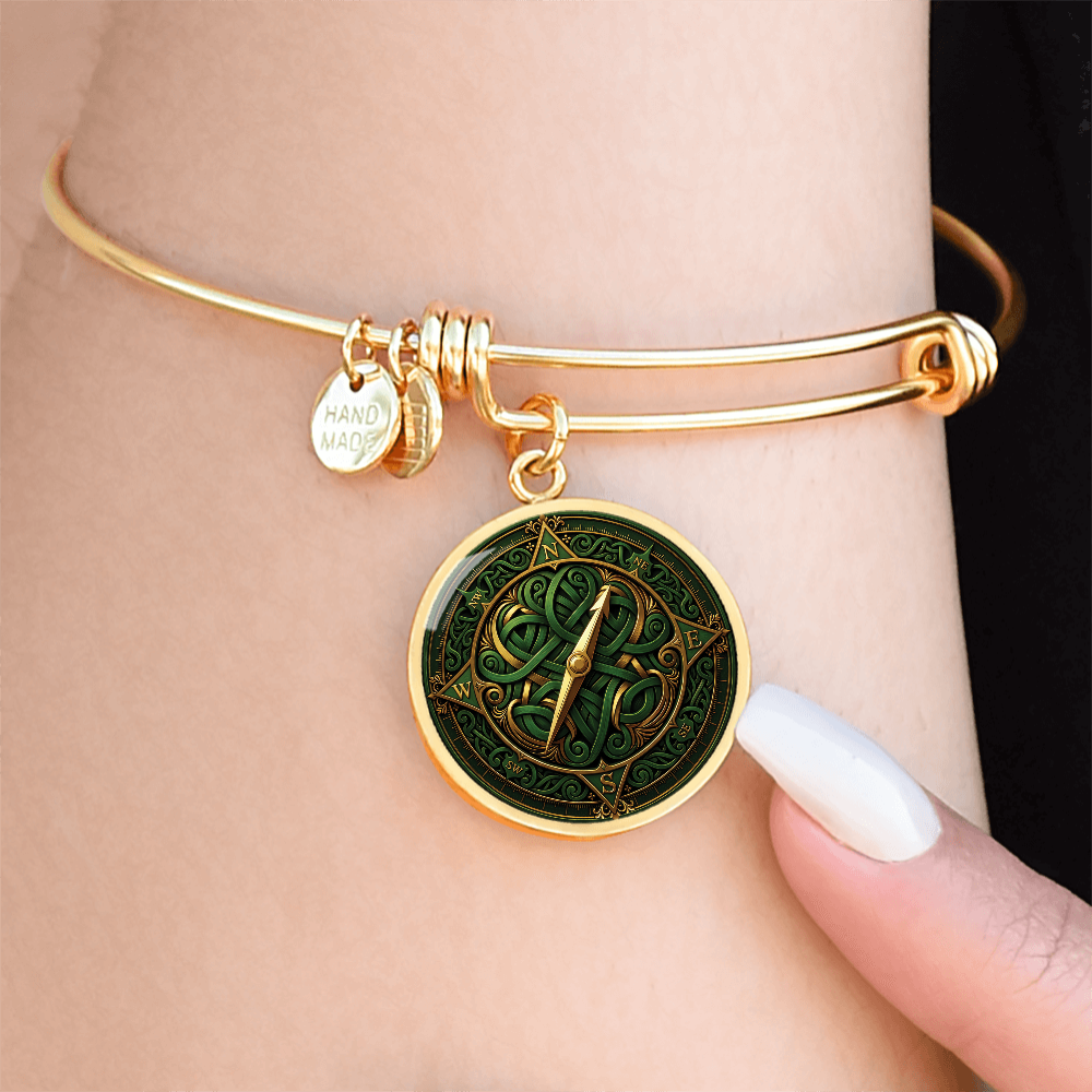 Celtic Compass Rose Bracelet - Green Celtic Pendant Jewelry