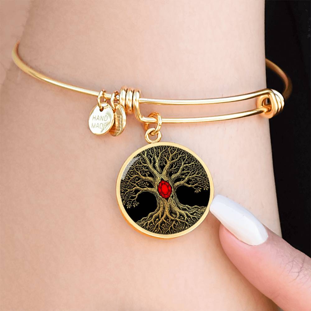 Tree of Life Bracelet - Red Birthstone Design