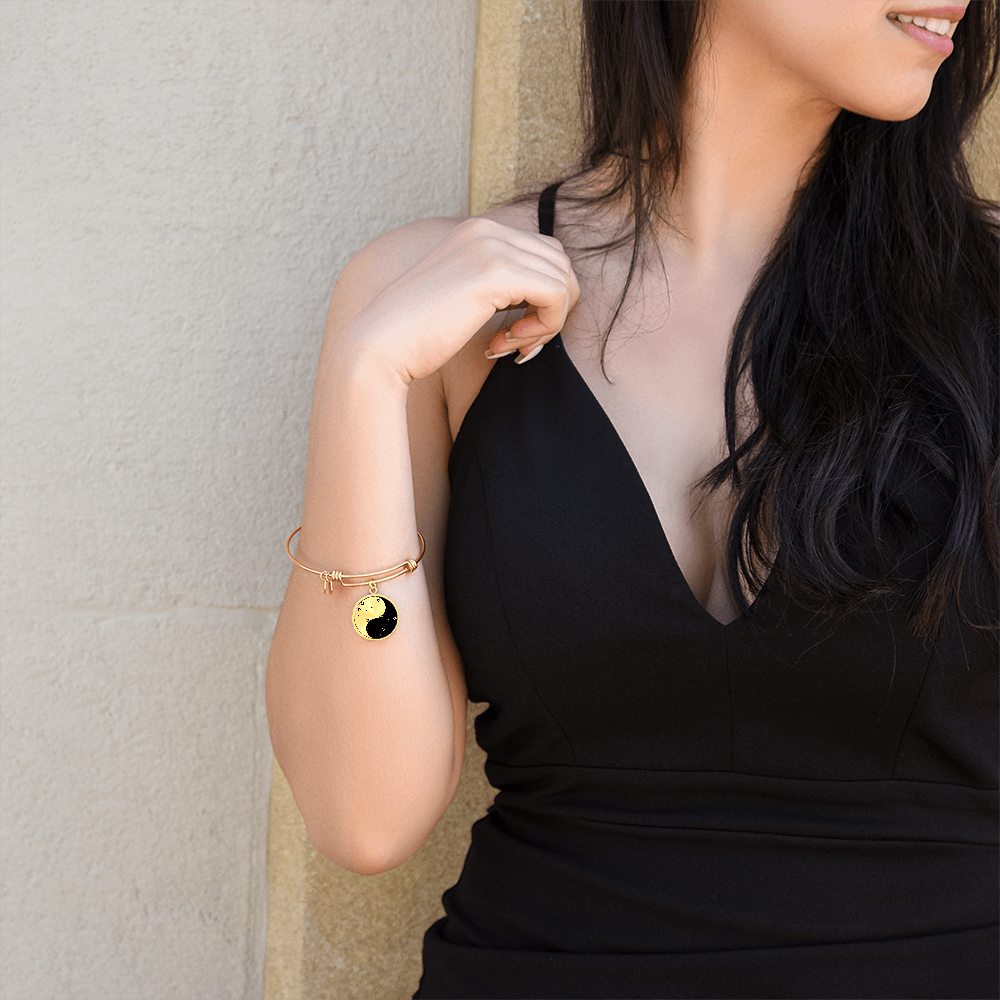 Gemini Yin Yang Pendant Bracelet - Zodiac Constellation Jewelry