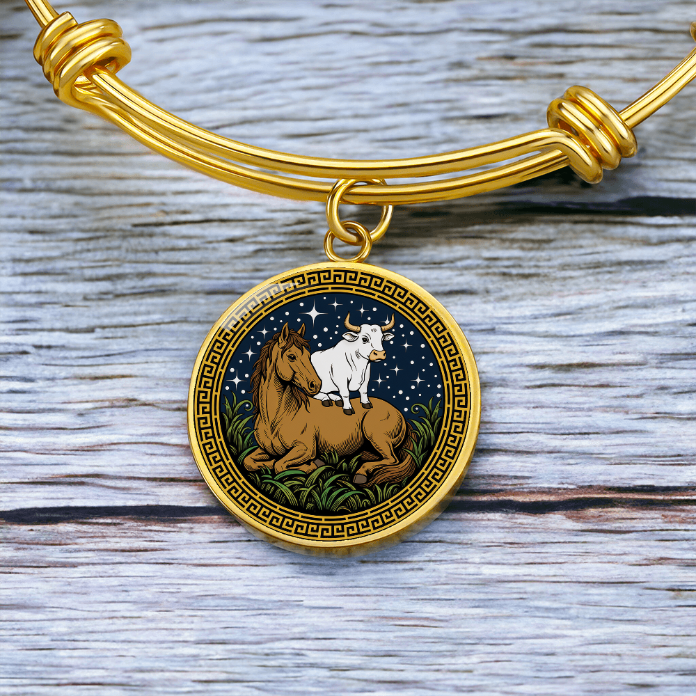 Ox and Horse Bracelet - Couples Chinese Zodiac Animal Pendant Jewelry