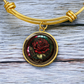 Red Rose Bracelet - June Birth Flower Pendant Jewelry