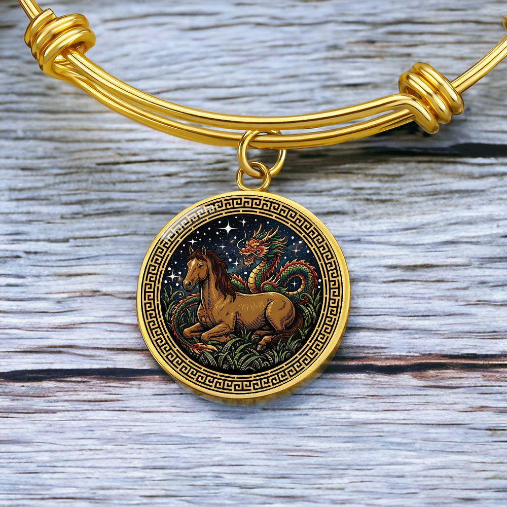Dragon & Horse Bracelet - Couples Chinese Zodiac Animal Pendant Jewelry