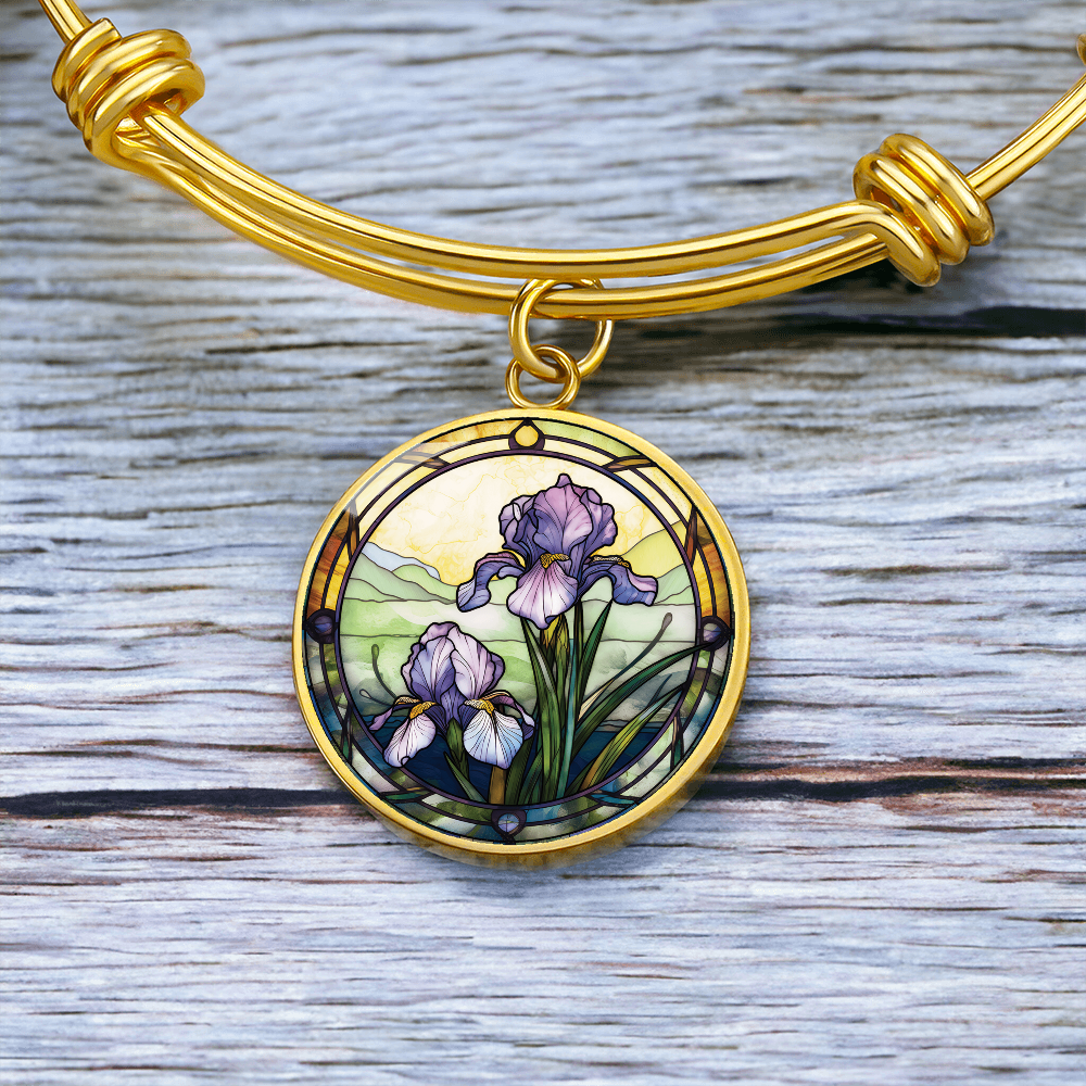 Iris Bracelet - February Birth Flower Pendant Jewelry