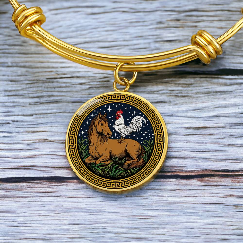 Rooster and Horse Bracelet - Couples Chinese Zodiac Animal Pendant Jewelry
