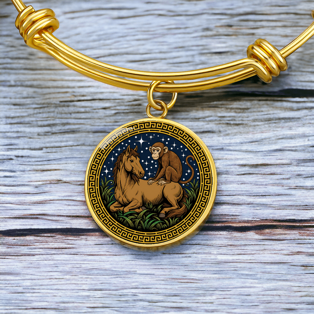 Monkey and Horse Bracelet - Couples Chinese Zodiac Animal Pendant Jewelry