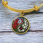 Gladiolus Yin Yang Bracelet - August Birth Month Flower Pendant Jewelry