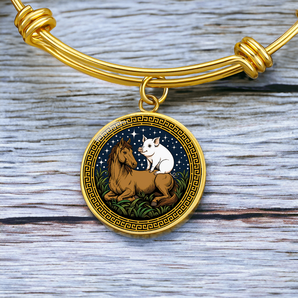 Pig and Horse Bracelet - Couples Chinese Zodiac Animal Pendant Jewelry