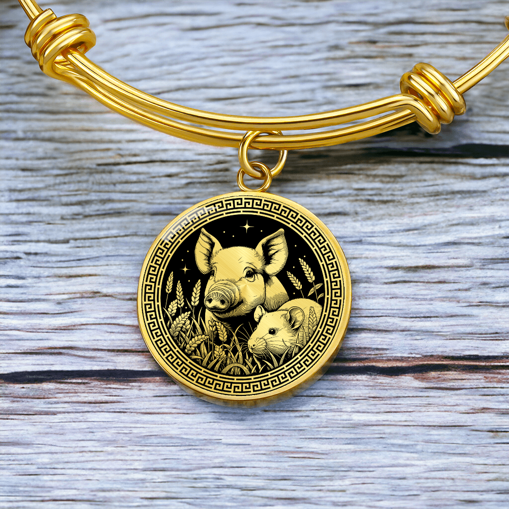 Rat & Pig Bracelet - Couples Chinese Zodiac Pendant Jewelry