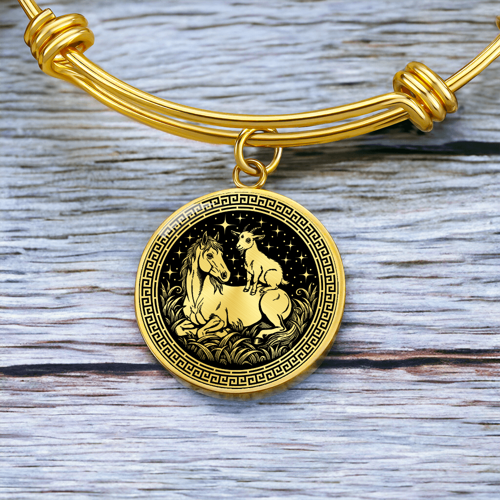 Goat and Horse Bracelet - Couples Chinese Zodiac Animal Pendant Jewelry