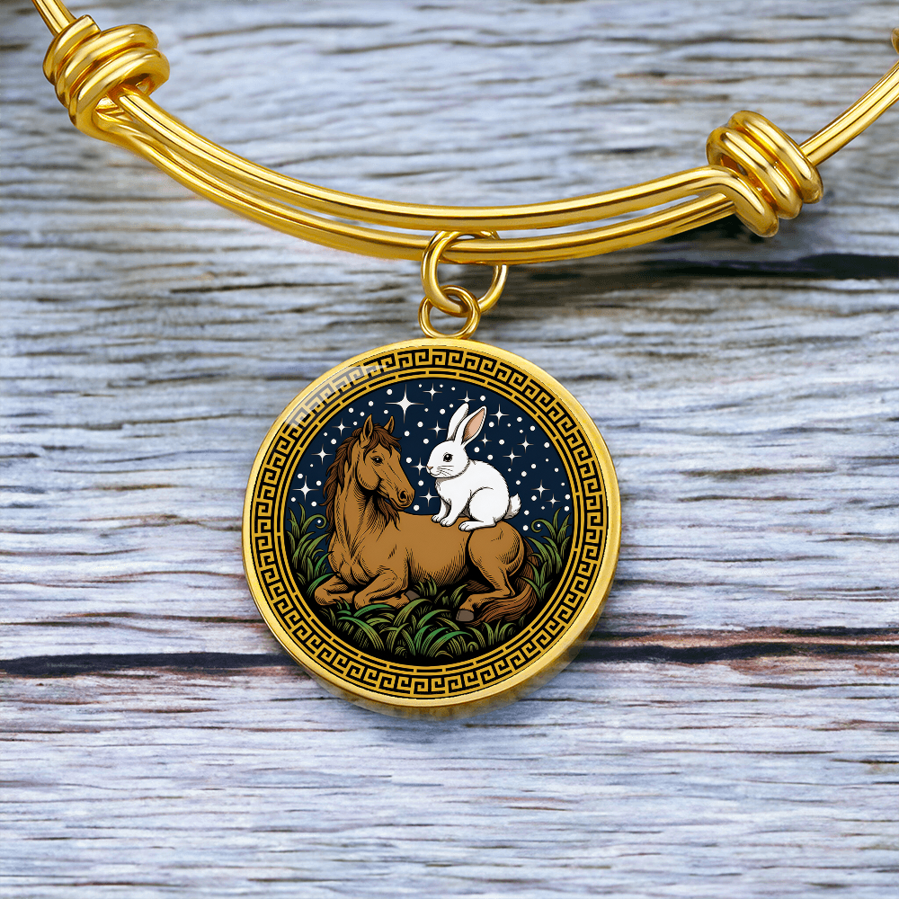 Rabbit and Horse Bracelet - Couples Chinese Zodiac Animal Pendant Jewelry