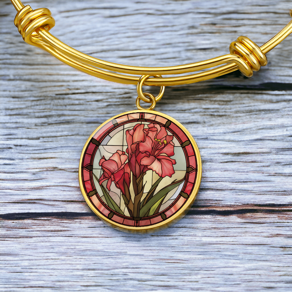 Gladiolus Bracelet - August Birth Flower Pendant Jewelry