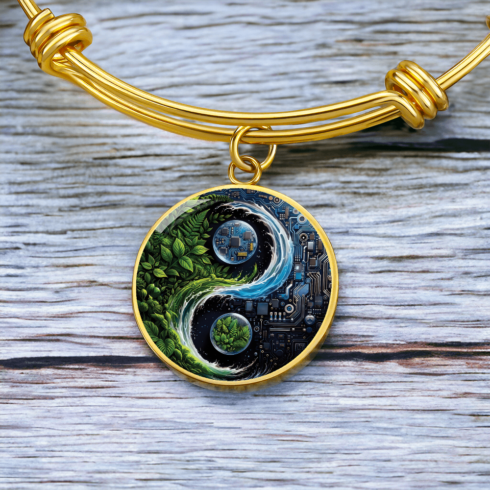 Nature & Circuit Yin Yang Pendant Bracelet