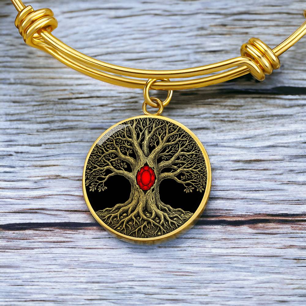Tree of Life Bracelet - Red Birthstone Design