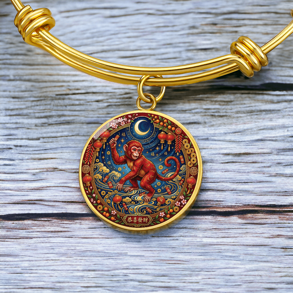 Year of The Monkey Bracelet - Chinese Zodiac Animal Charm Pendant Jewelry