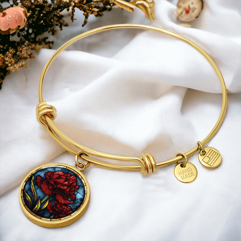 Carnation Bracelet - January Birth Flower Pendant Jewelry