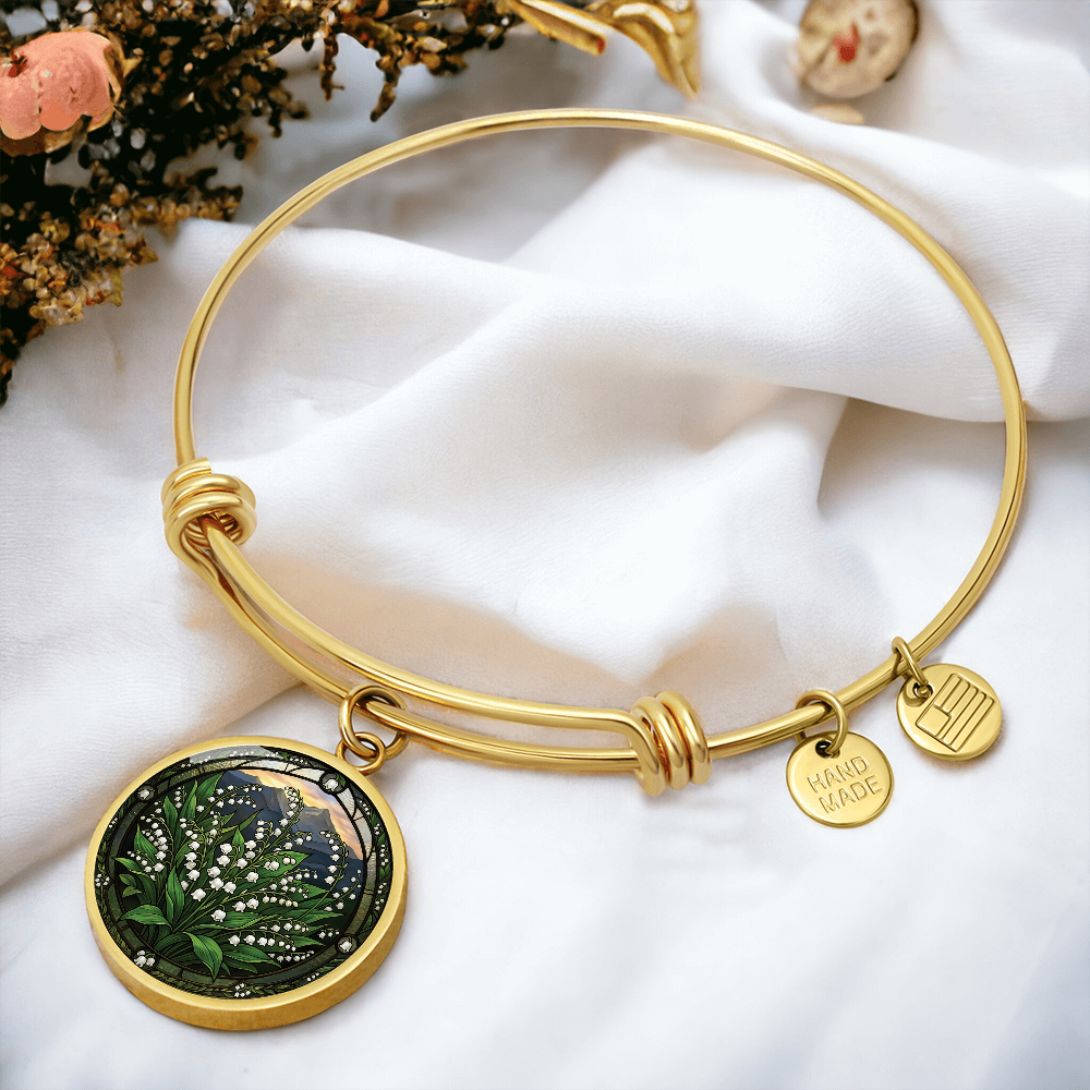 White Lily of the Valley Bracelet - May Birth Flower Pendant Jewelry