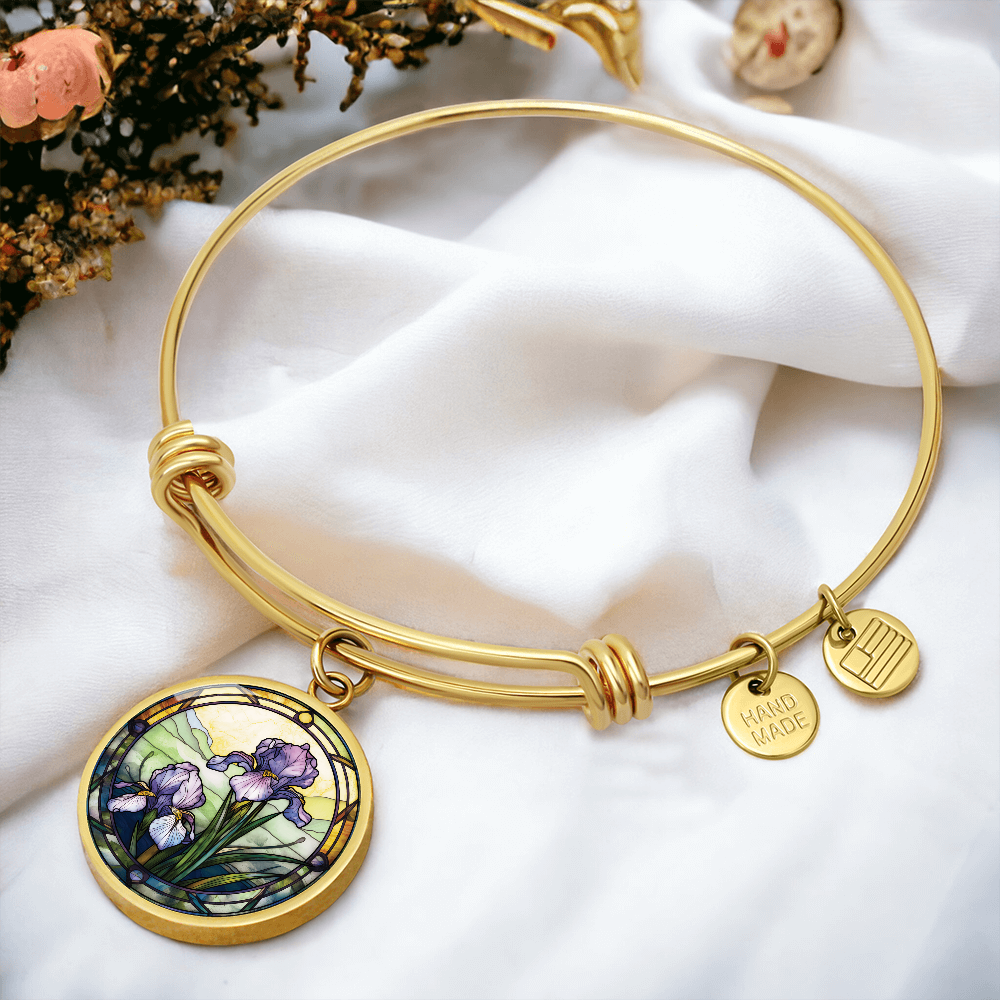 Iris Bracelet - February Birth Flower Pendant Jewelry