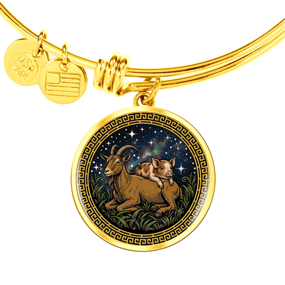 Pig & Goat Bracelet - Couples Chinese Zodiac Animal Pendant Jewelry