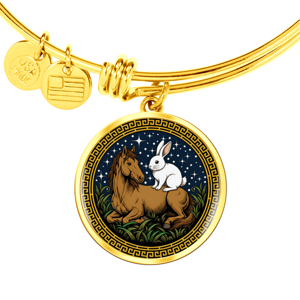 Rabbit and Horse Bracelet - Couples Chinese Zodiac Animal Pendant Jewelry