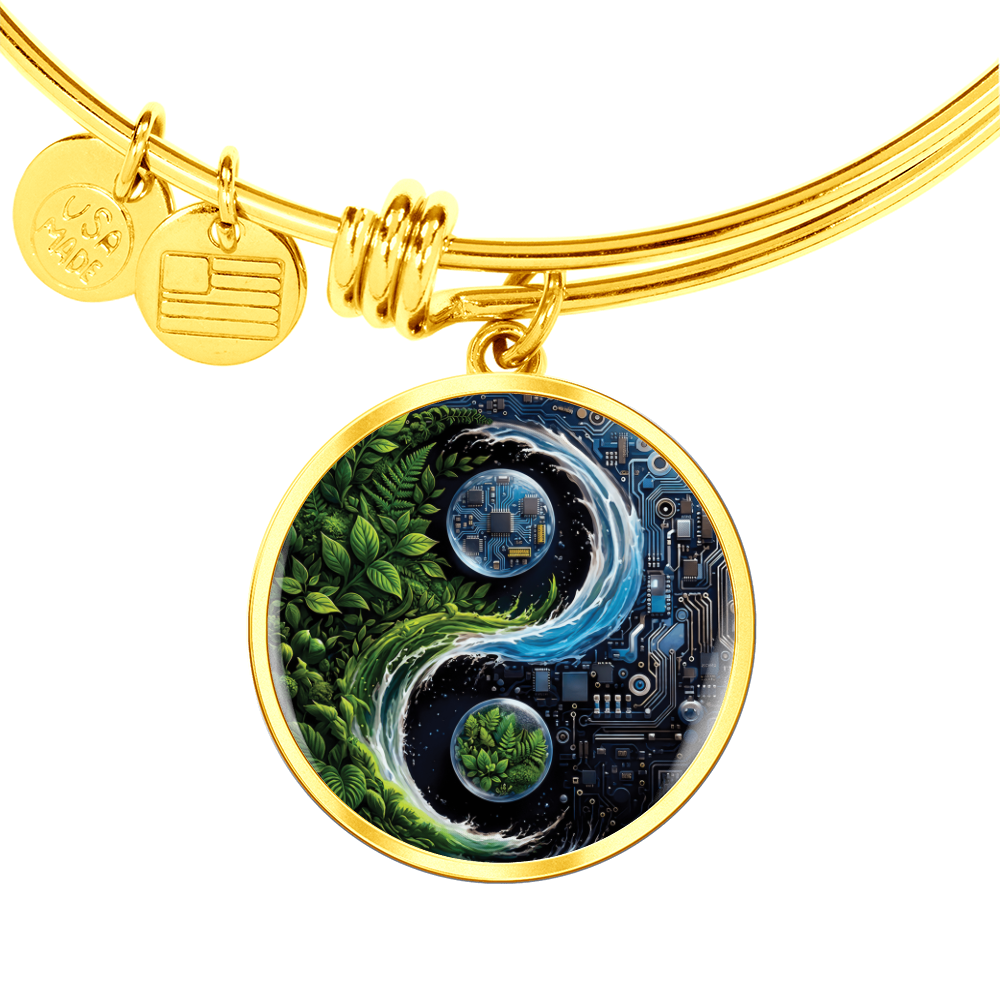 Nature & Circuit Yin Yang Pendant Bracelet