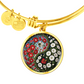 Red and White Morning Glory Yin Yang Bracelet - September Birth Month Flower Pendant Jewelry