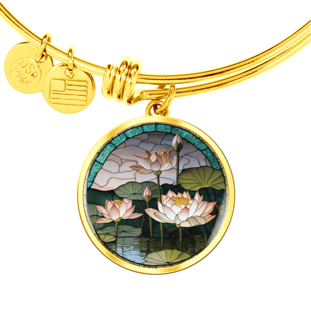 Water Lily Bracelet, July Birth Flower Pendant Jewelry