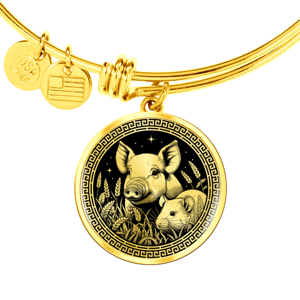 Rat & Pig Bracelet - Couples Chinese Zodiac Pendant Jewelry