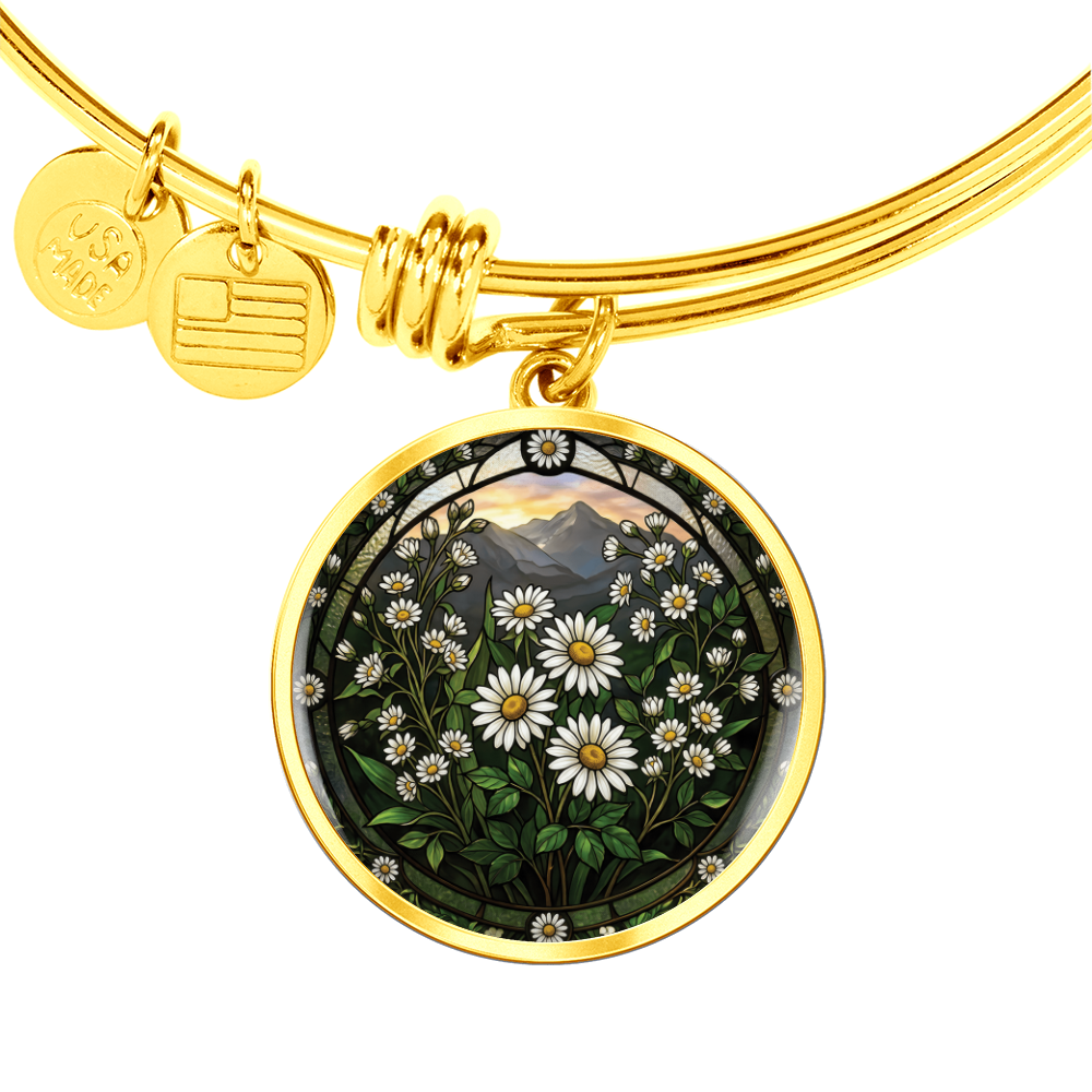 White Daisy Bracelet - April Birth Flower Pendant Jewelry