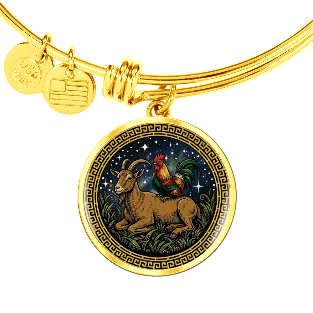 Rooster & Goat Bracelet - Couples Chinese Zodiac Animal Pendant Jewelry