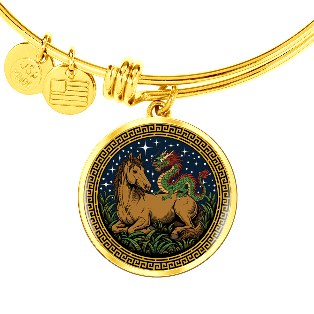 Dragon and Horse Bracelet - Couples Chinese Zodiac Animal Pendant Jewelry