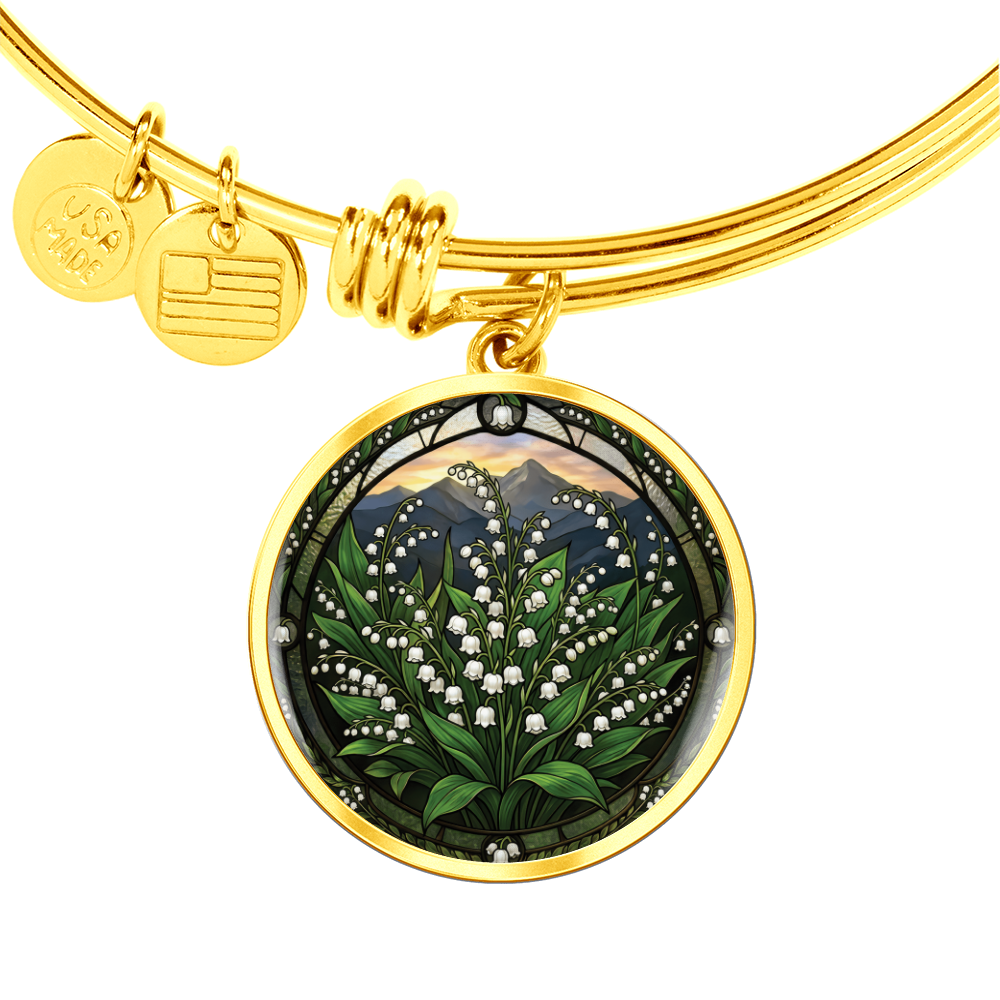 White Lily of the Valley Bracelet - May Birth Flower Pendant Jewelry