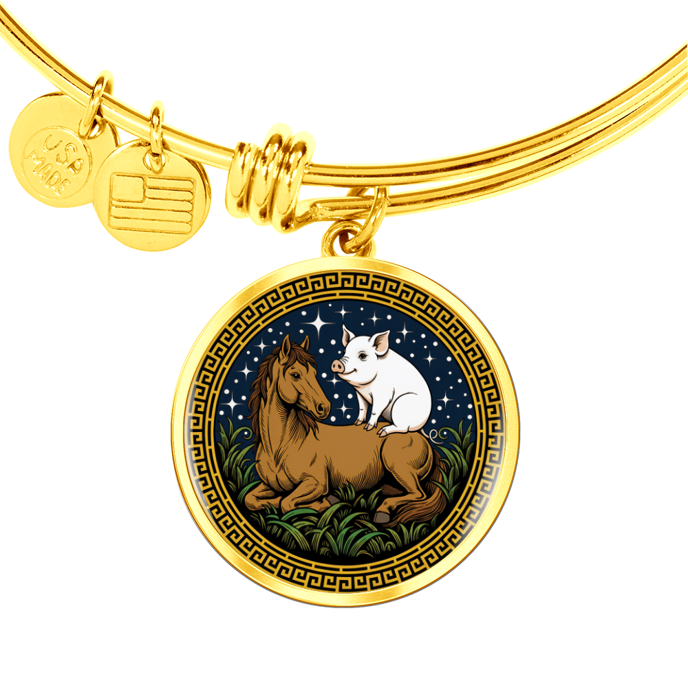 Pig and Horse Bracelet - Couples Chinese Zodiac Animal Pendant Jewelry