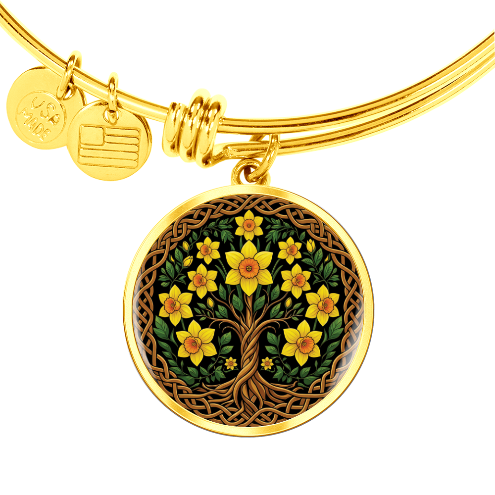 Celtic Tree of Life Pendant Bracelet - Jonquil March Birth Flower Jewelry