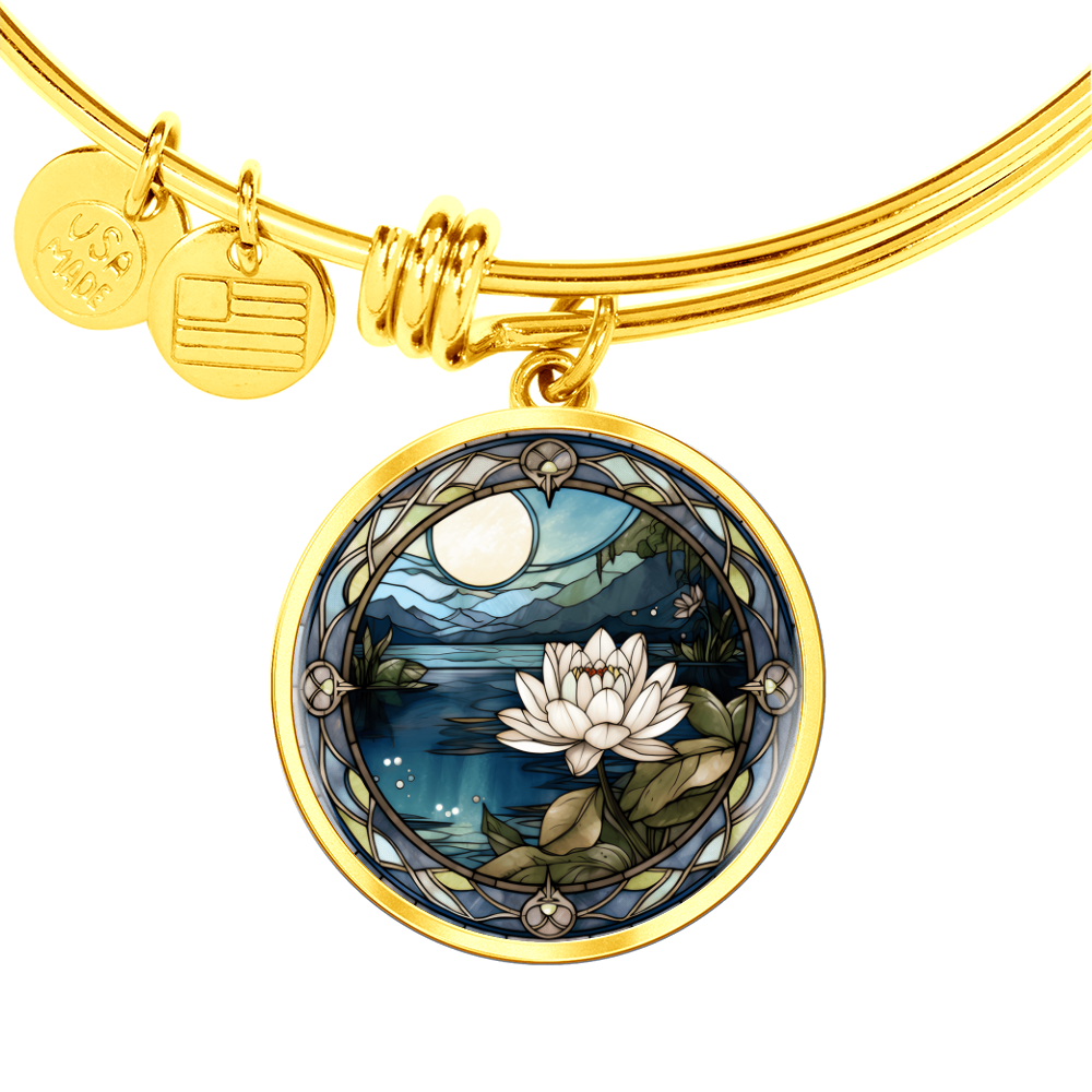 Water Lily Bracelet - July Birth Flower Pendant Jewelry
