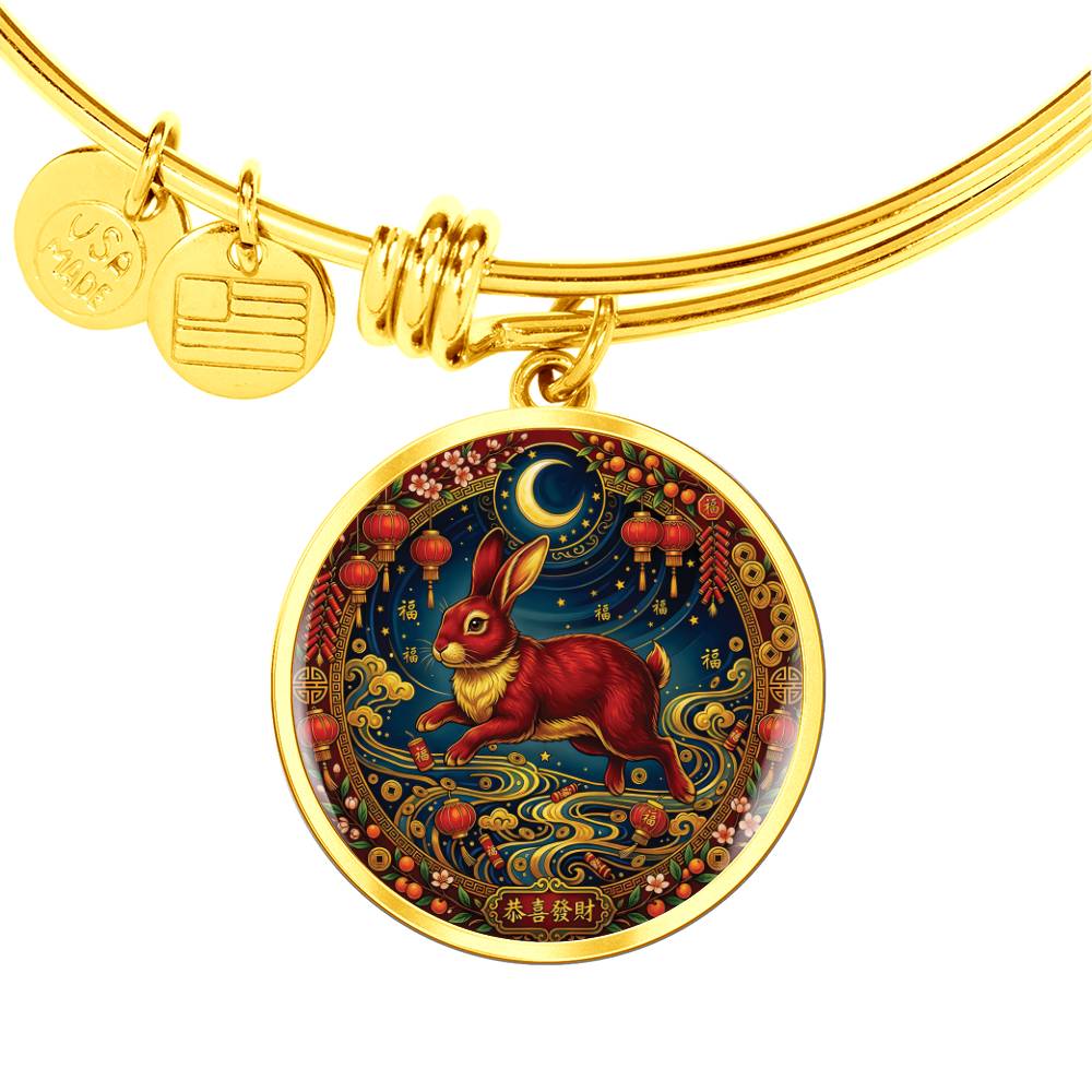 Year of The Rabbit Bracelet - Chinese Zodiac Animal Charm Pendant Jewelry