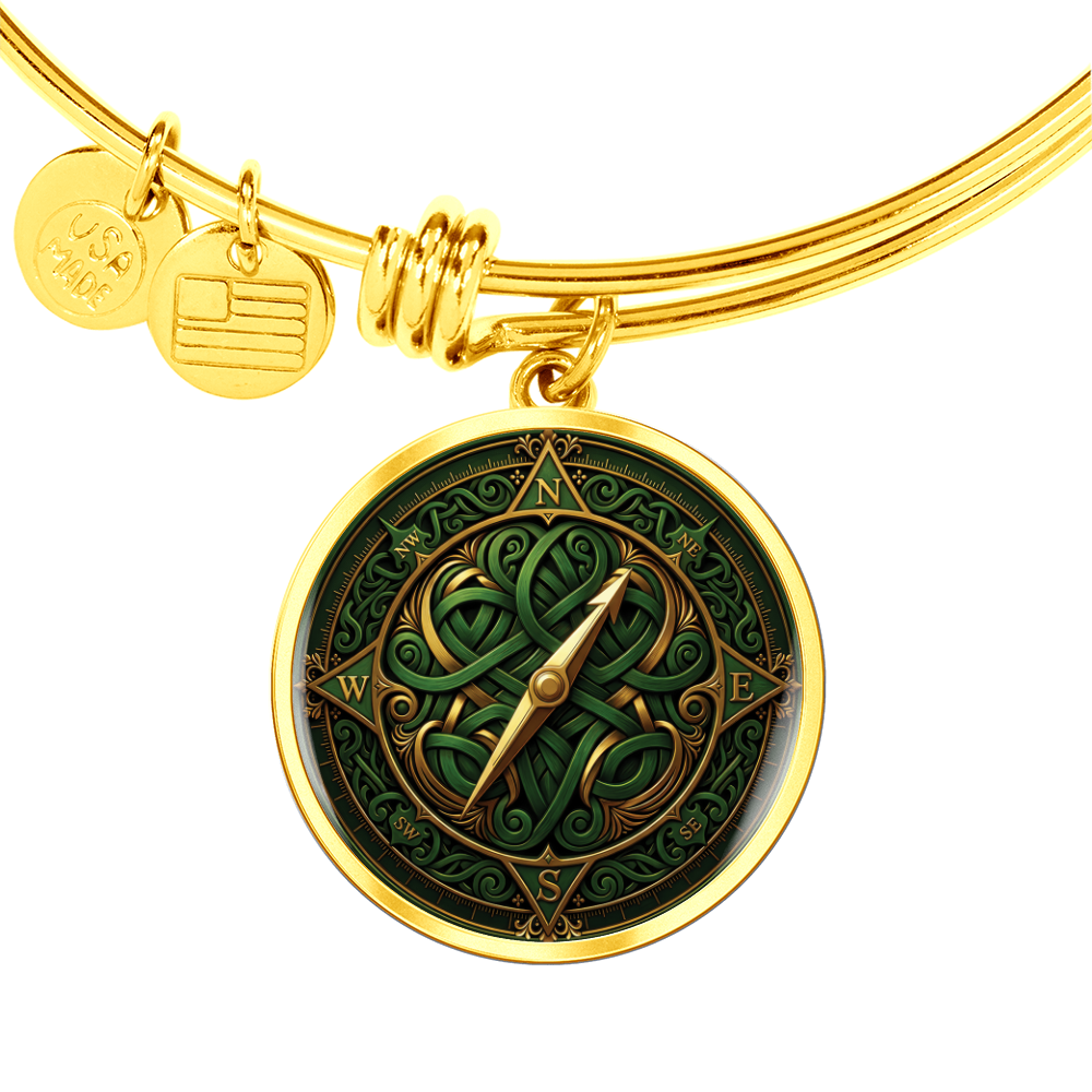 Celtic Compass Rose Bracelet - Green Celtic Pendant Jewelry