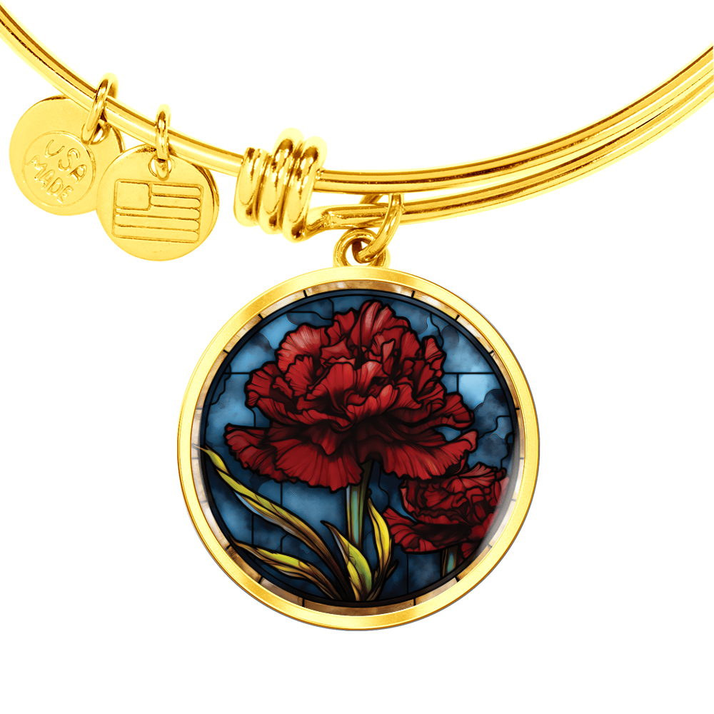 Carnation Bracelet - January Birth Flower Pendant Jewelry