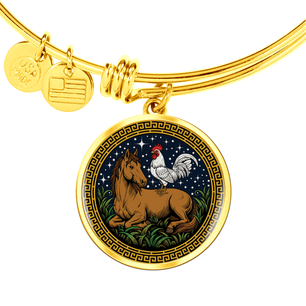 Rooster and Horse Bracelet - Couples Chinese Zodiac Animal Pendant Jewelry