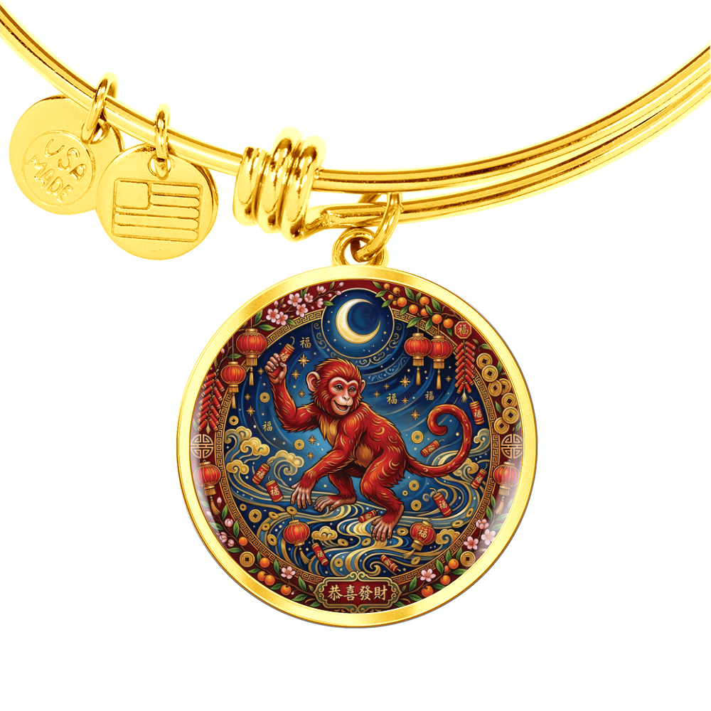 Year of The Monkey Bracelet - Chinese Zodiac Animal Charm Pendant Jewelry
