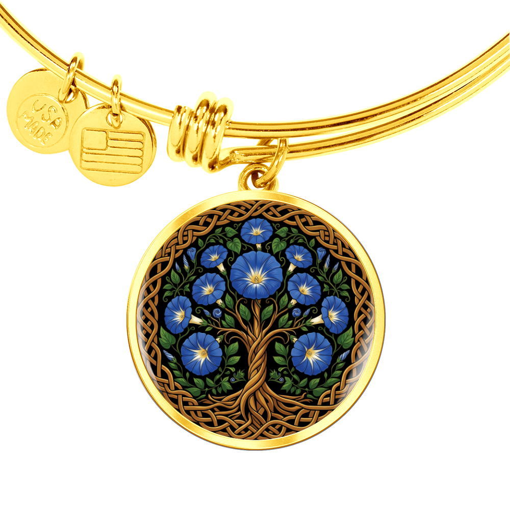 Celtic Tree of Life Pendant Bracelet - Morning Glory September Birth Flower Jewelry