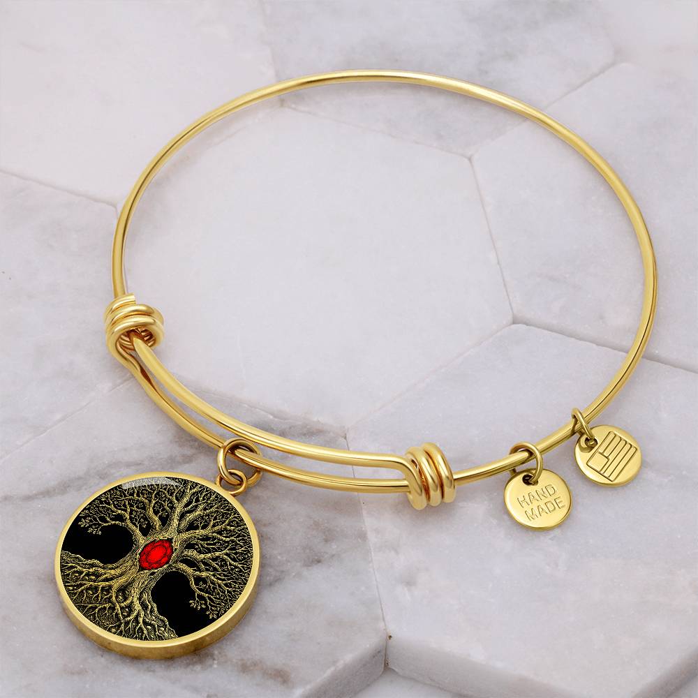 Tree of Life Bracelet - Red Birthstone Design