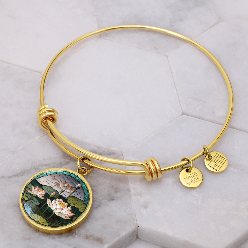 Water Lily Bracelet, July Birth Flower Pendant Jewelry