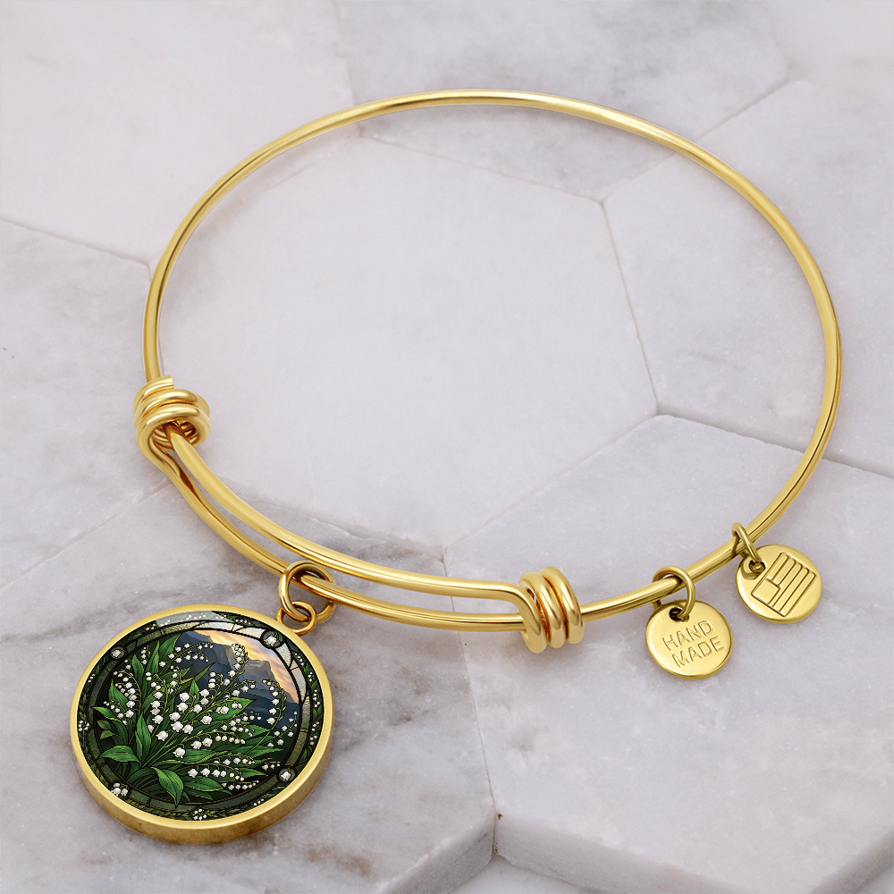 White Lily of the Valley Bracelet - May Birth Flower Pendant Jewelry