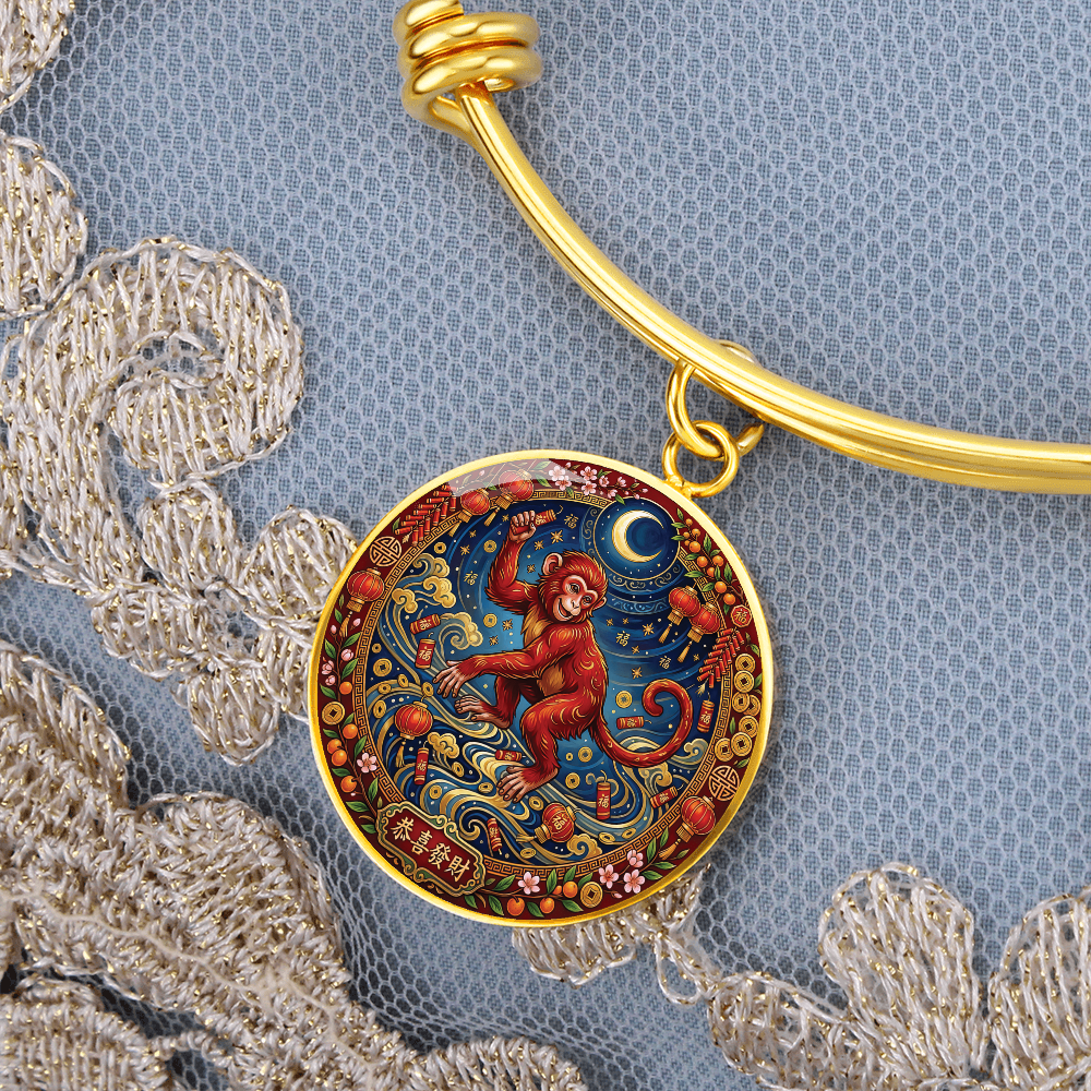 Year of The Monkey Bracelet - Chinese Zodiac Animal Charm Pendant Jewelry